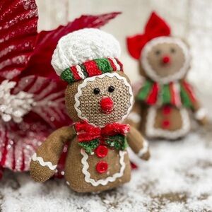 Holiday Gingerbread Plush with Red and Green Accents
